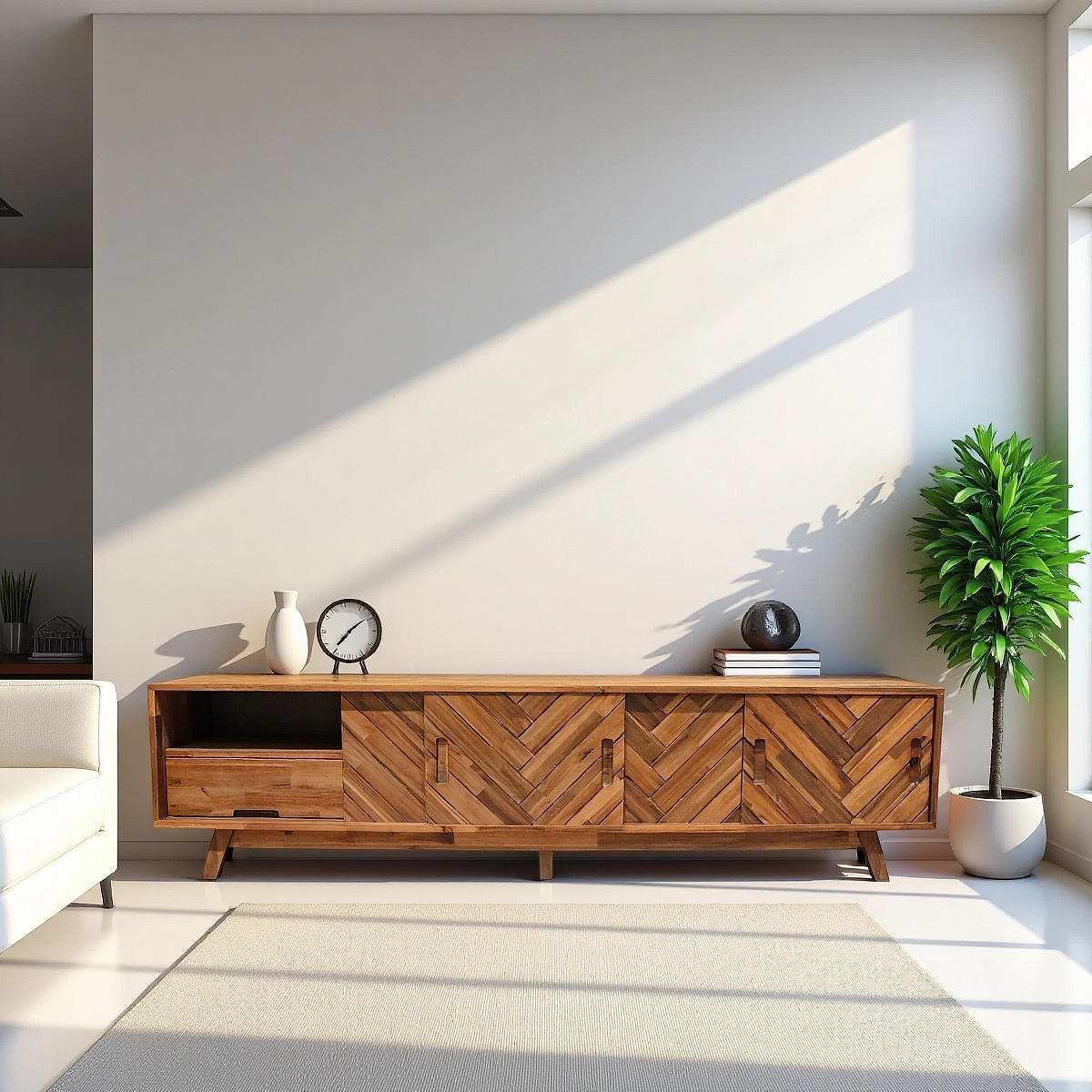 Acacia Wood TV Shelf