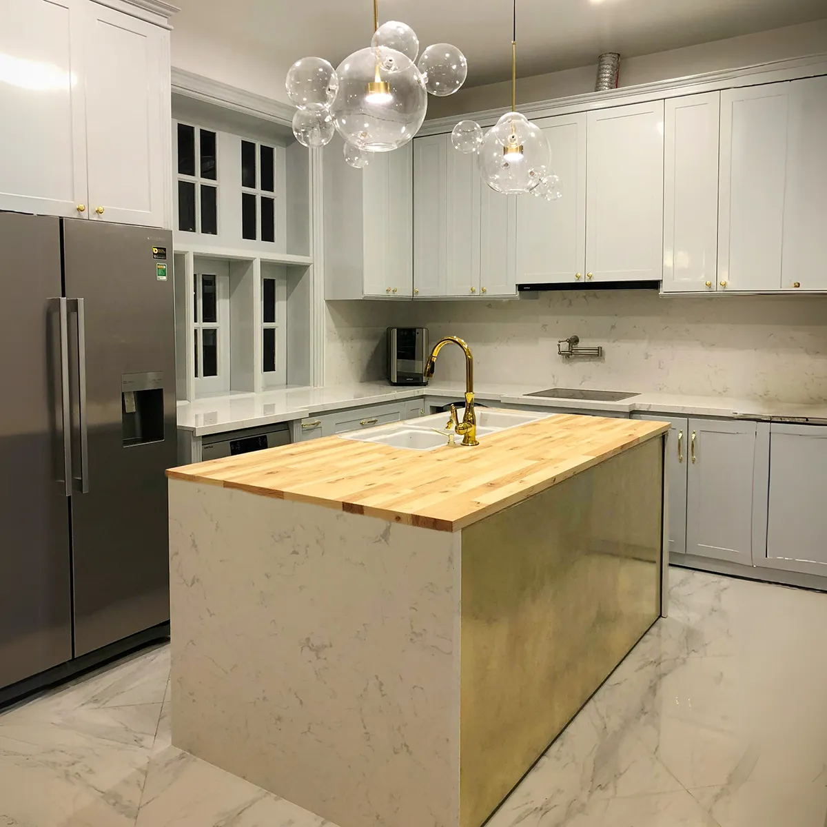 Mặt Bàn Bếp Gỗ Keo Golden Teak