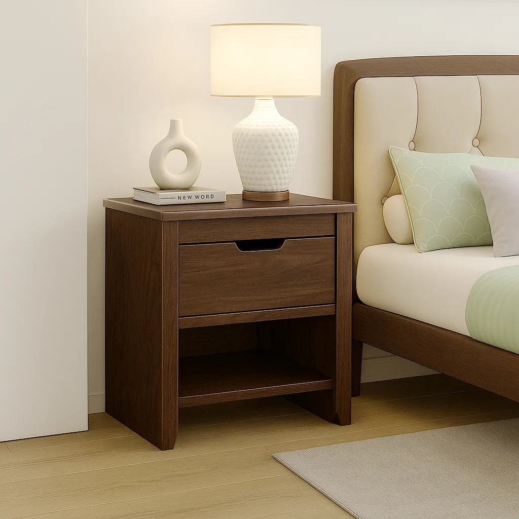 Tủ đầu giường gỗ keo – Màu óc chó