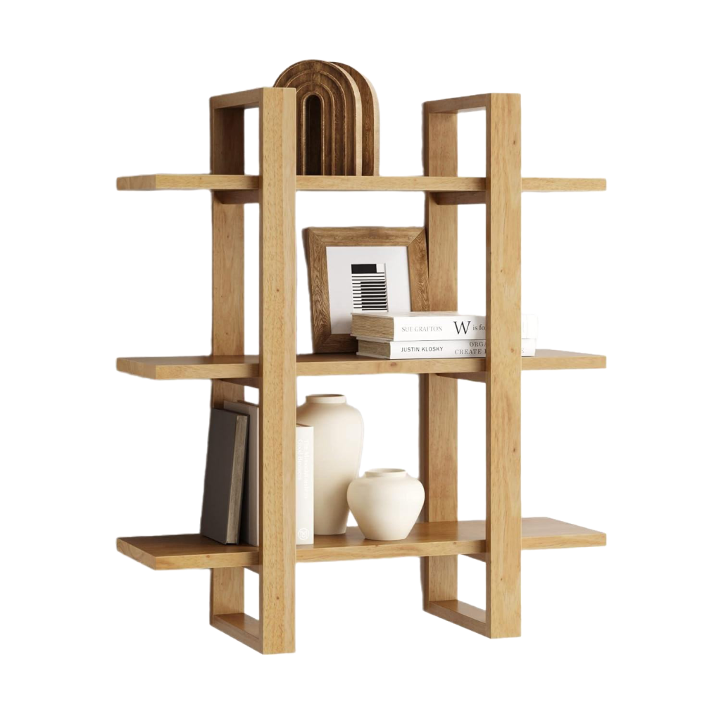 3-Tier Acacia Industrial Wall Shelf